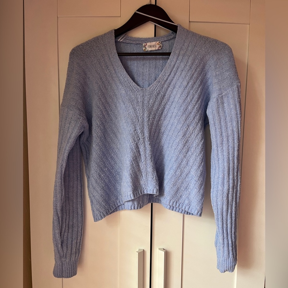 Pink Rose V neck sweater in lavender size S